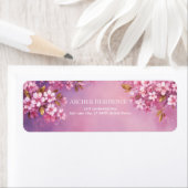 Bronze Leaf Violet Watercolor Cherry Blossom ラベル (インサイチュ)