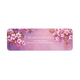 Bronze Leaf Violet Watercolor Cherry Blossom ラベル