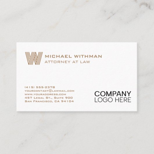 BRONZE LINE MONOGRAM  BUSINESS LOGO PROFESSIONAL 名刺 (正面)