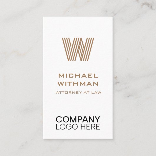 BRONZE LINE MONOGRAM CORPORATE LOGO QR CODE 名刺 (正面)