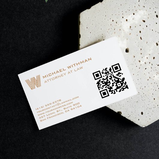 BRONZE MONOGRAM LINE QR LAWYER ACCOUNTANT 名刺