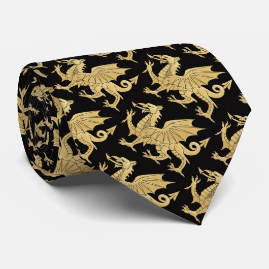 Bronze on Black Y Ddraig Goch ネクタイ (ロール)
