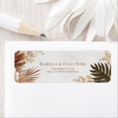 Bronze Palm Fan Bohemian Botanical Border ラベル (インサイチュ)