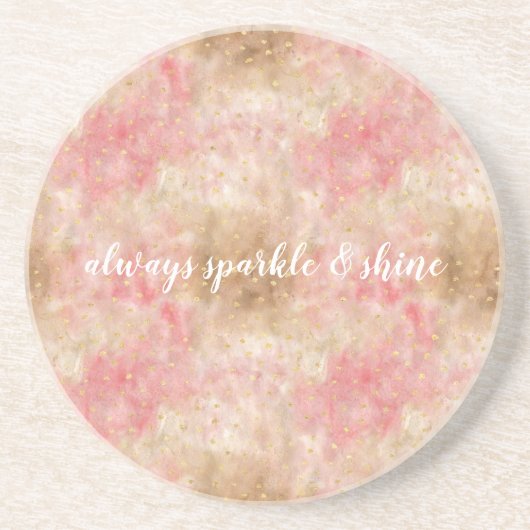 Bronze Pink Gold Watercolor Confetti コースター (正面)
