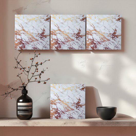  Bronze Veined White Marble ID1182c タイル