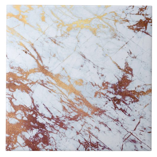 Bronze Veined White Marble ID1182c タイル (正面)