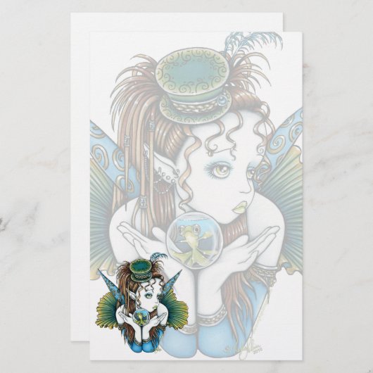 "Brooke"ペット魚のオートクチュールの妖精の芸術の文房具 便箋 (正面/裏面)