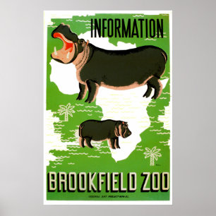 Brookfieldの動物園のカバのヴィンテージポスター ポスター