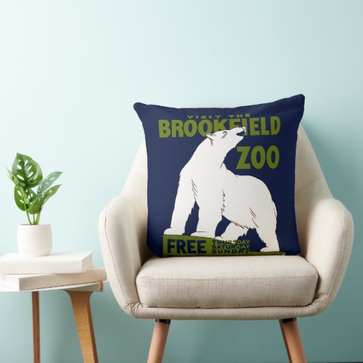 Brookfield Zoo, Federal Art Program Poster 1936 クッション (椅子)