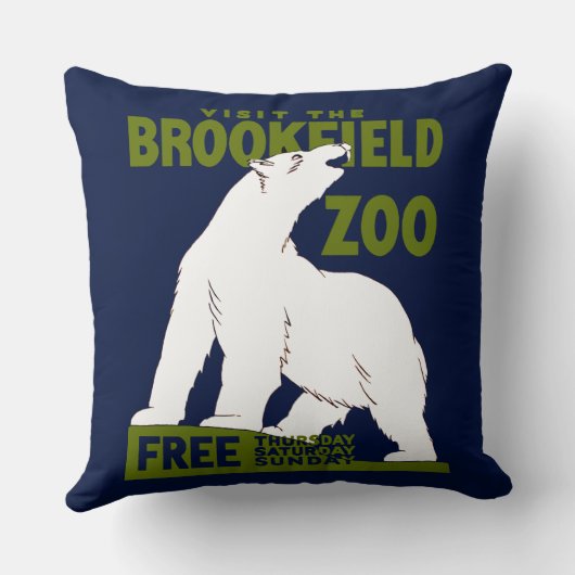 Brookfield Zoo, Federal Art Program Poster 1936 クッション (裏面)