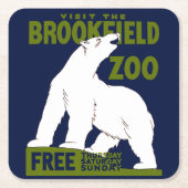 Brookfield Zoo, Federal Art Program Poster 1936 スクエアペーパーコースター (正面)