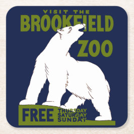 Brookfield Zoo, Federal Art Program Poster 1936 スクエアペーパーコースター