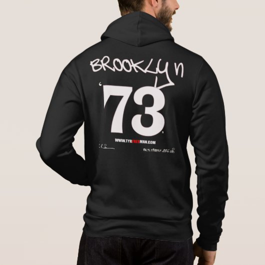 BROOKLYN 73フード付きスウェットシャツ（ダークカラーのみ選択） パーカ (裏面)