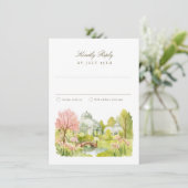 Brooklyn Botanic Garden Watercolor Wedding RSVP 招待状 (スタンド正面)