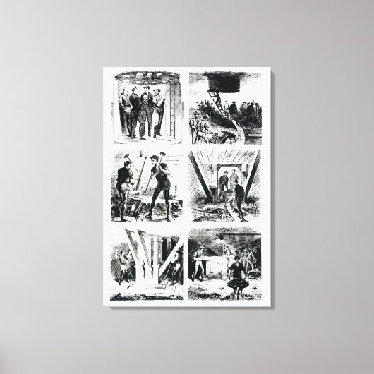 Brooklyn Briを構成するケイソンの内部で作業 キャンバスプリント (正面)