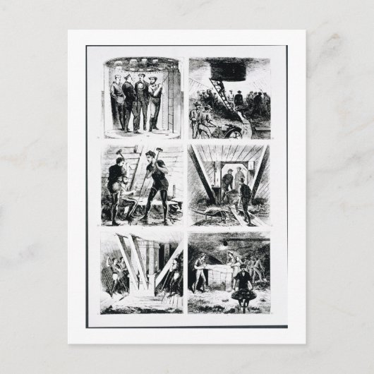 Brooklyn Briを構成するケイソンの内部で作業 ポストカード (正面)