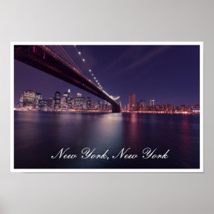 Brooklyn Bridge at Night，イーストリバー，マンハッタン ポスター