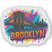 Brooklyn Bridge Graffiti Pop Art – Colorful Urban  シール (正面)