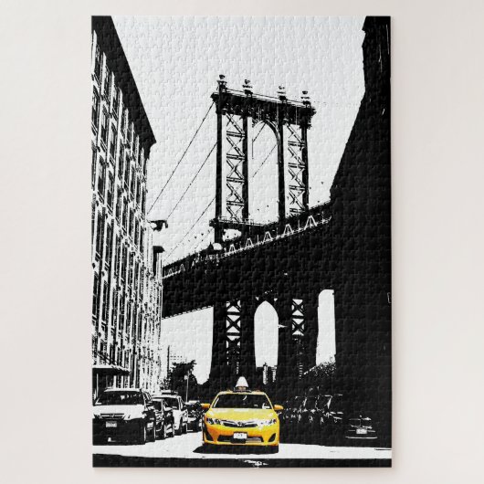 Brooklyn Bridge New York City Nyc Yellow Taxi ジグソーパズル (縦)