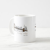 Brooklyn bridge New york illustration au trait コーヒーマグカップ (正面左)