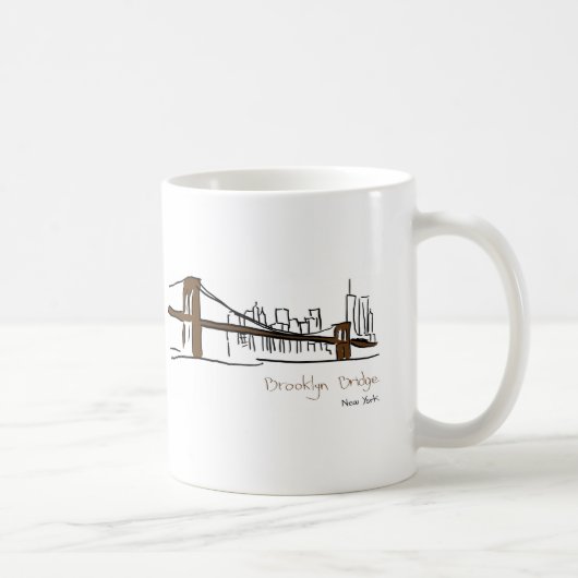 Brooklyn bridge New york illustration au trait コーヒーマグカップ (右)