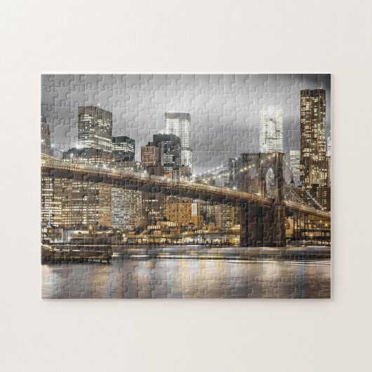 Brooklyn Bridge New York Night Jigsaw Puzzle ジグソーパズル (横)