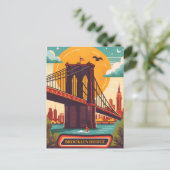 Brooklyn Bridge NYC Vintage Travel ポストカード (スタンド正面)