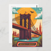 Brooklyn Bridge NYC Vintage Travel ポストカード (正面/裏面)