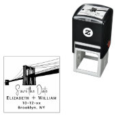 Brooklyn Bridge NYC Wedding Couple Save the Date セルフインキングスタンプ (インサイチュ)