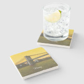 Brooklyn Bridge NYC Yellow 4Henry (Name) ストーンコースター (横)