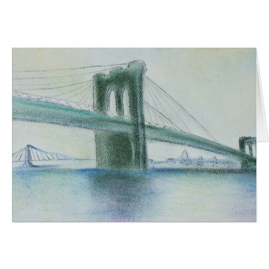 Brooklyn Bridge Serenity Art NYC Greeting Card (正面横)