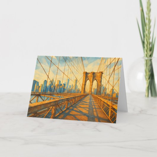 Brooklyn Bridge Sunrise Watercolor Card カード (正面)
