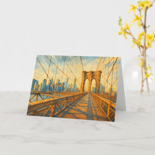 Brooklyn Bridge Sunrise Watercolor Card カード (黄色い花)