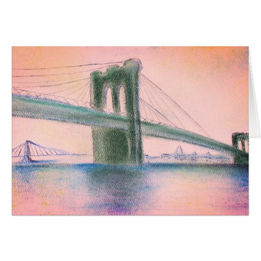 Brooklyn Bridge Sunset Serenity NYC Greeting Card (正面横)