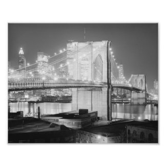 Brooklyn Brigde at Night, 1982，ブラック&ホワイト フォトプリント
