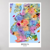 Brooklyn New York Map ポスター (正面)