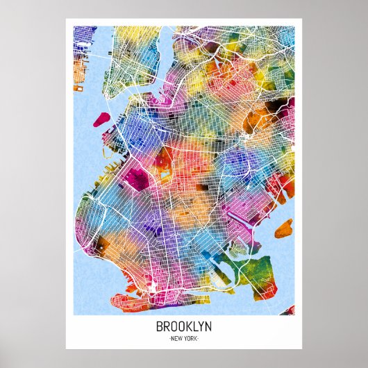 Brooklyn New York Map ポスター (正面)