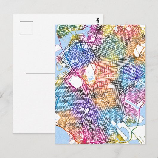 Brooklyn New York Map ポストカード (正面/裏面)