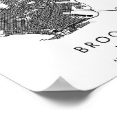 Brooklyn New York Minimal Modern Circle Street Map ポスター (角)