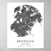 Brooklyn New York Minimal Modern Circle Street Map ポスター (正面)