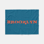 Brooklyn New York Nyc Navy Blue Orange Mens Basic  フリースブランケット (正面(横))