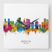 Brooklyn New York Skyline スクエア壁時計 (正面)