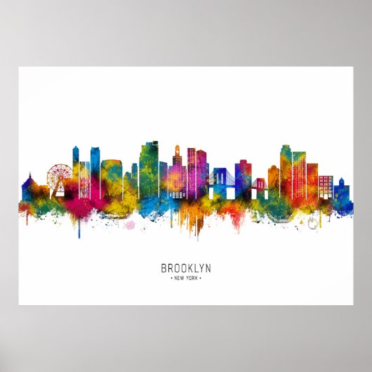 Brooklyn New York Skyline ポスター (正面)