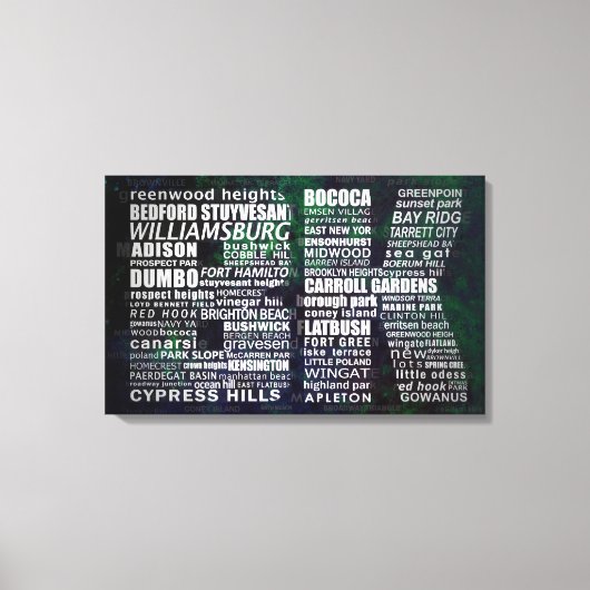 Brooklyn New York Typographic Canvas Print キャンバスプリント (正面)