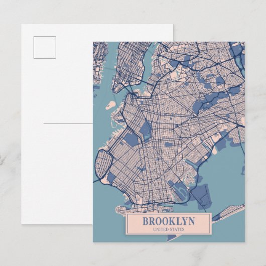 Brooklyn United States Breezy City Map Travel ポストカード (正面/裏面)
