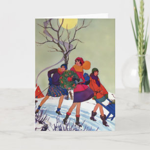 Brookmont Park, 1920s Christmas Illustration シーズンカード