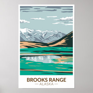 Brooks Range Mountains Alaska Vintage ポスター