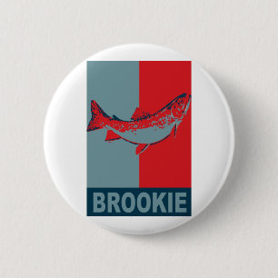 BrookTrout Iconizedの淡水魚種 缶バッジ