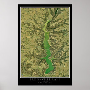 Brookville Lake Indiana衛星画像ポスター ポスター