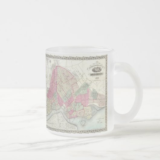 Brookyln (1868年)のヴィンテージの地図 フロストグラスマグカップ (右)